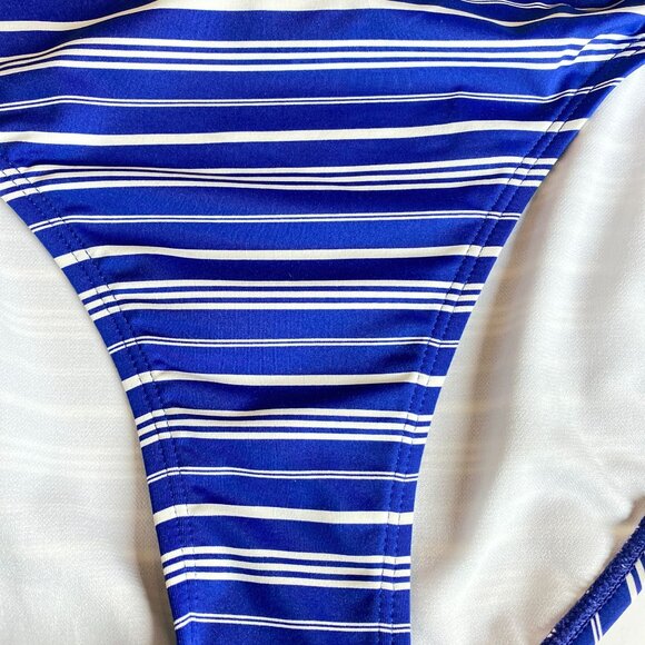 Lauren Ralph Lauren Women's Striped Blue and White Bikini Bottom, Size 14 - Picture 8 of 9